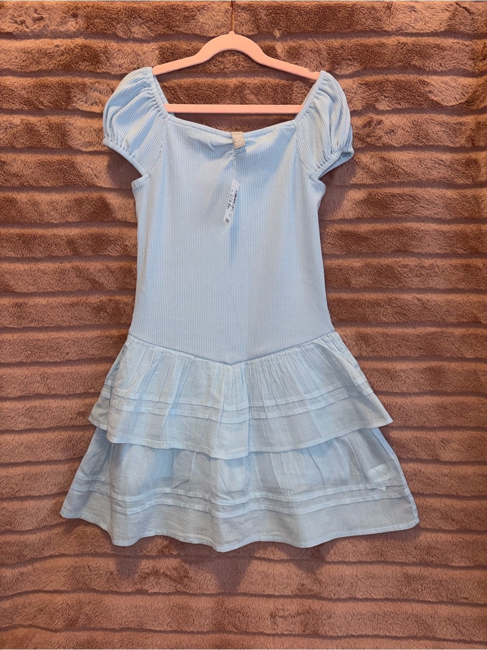 The Children's Place Light Blue Puff-Sleeve Tiered Dress